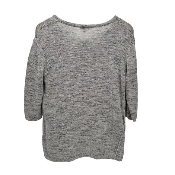J Jill Sweater Womens Medium Gray Heathered V-Neck PureJill 3/4 Sleeve Pullover - Picture 4 of 8